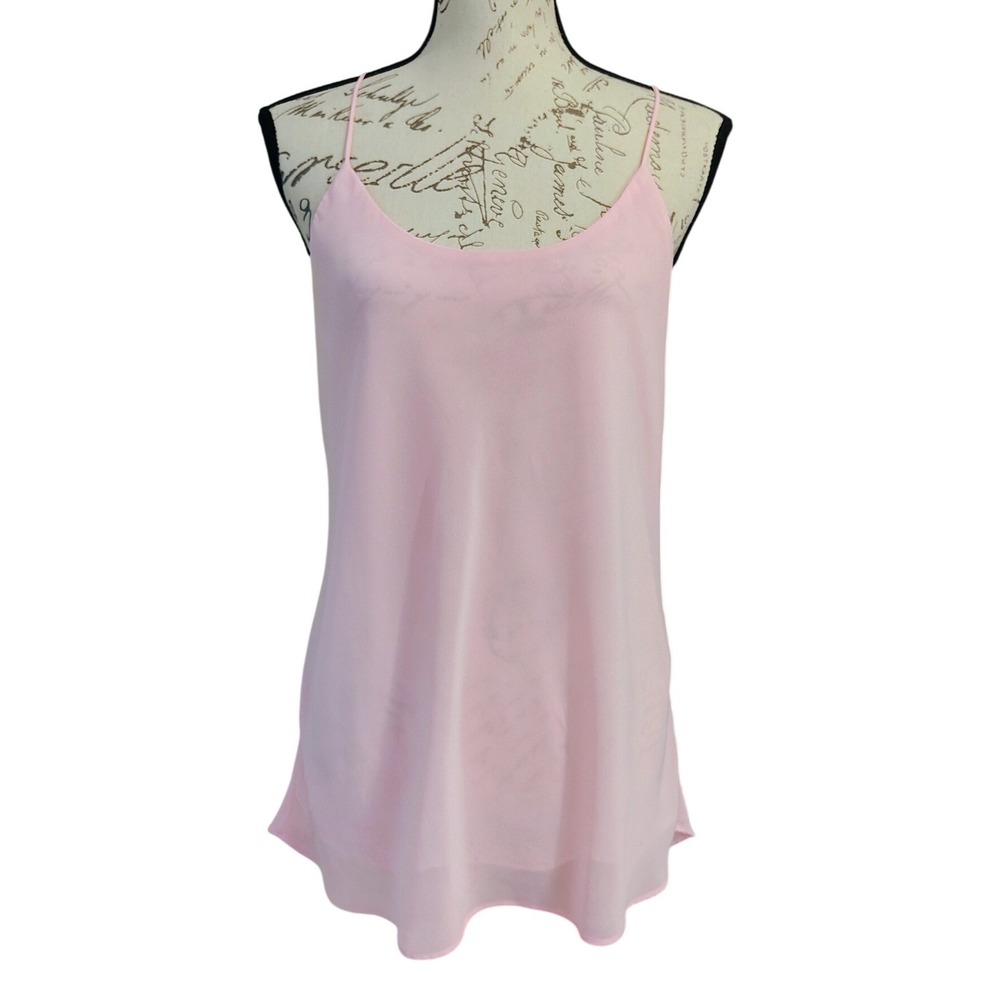Light Pink Flowy Chiffon Tank Top Large Spaghetti Straps Ethereal Relaxed Fit